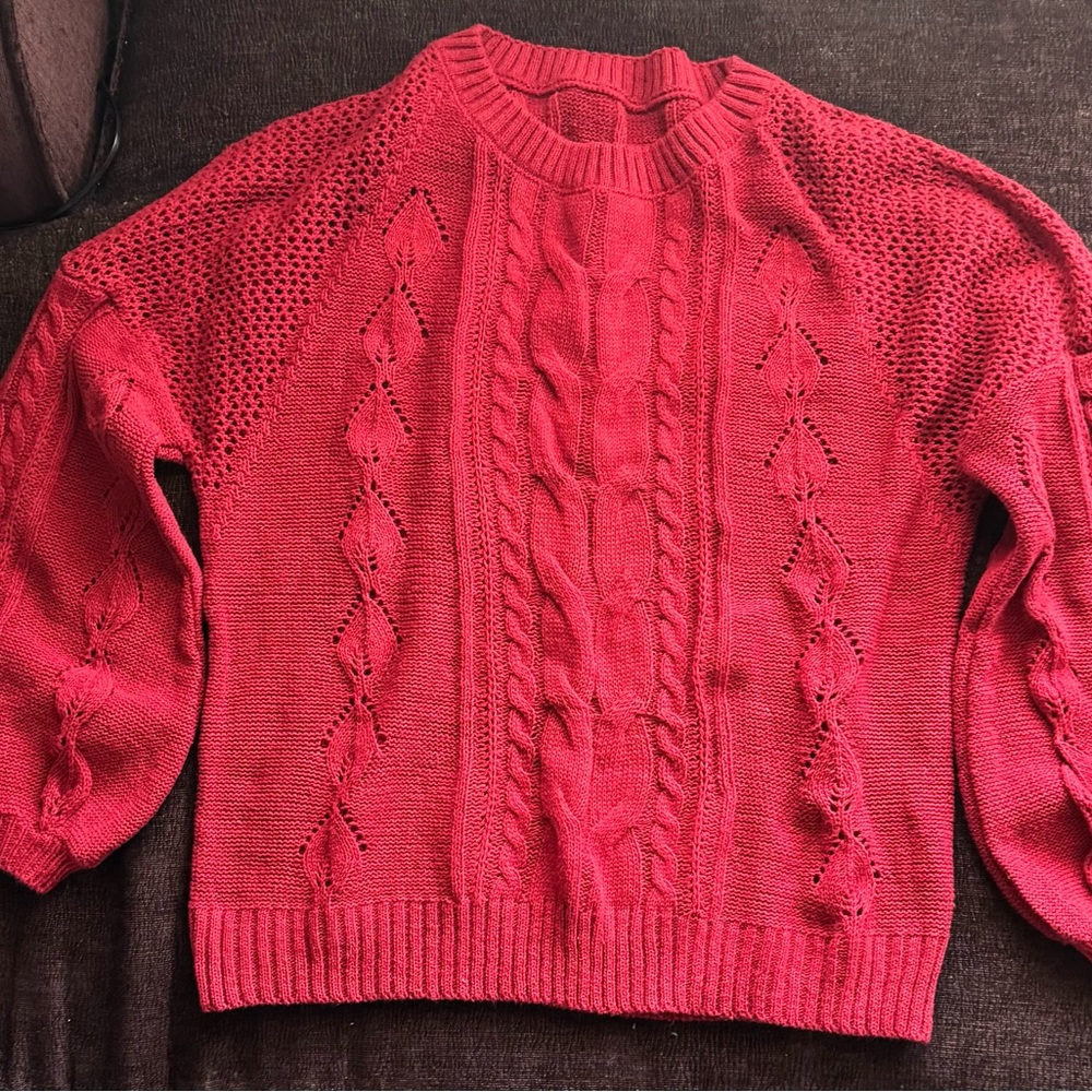 SHEIN Red Textured Knit Sweater